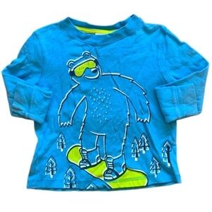 Circo Polar Bear Snowboarding Blue Long Sleeve Flannel Shirt